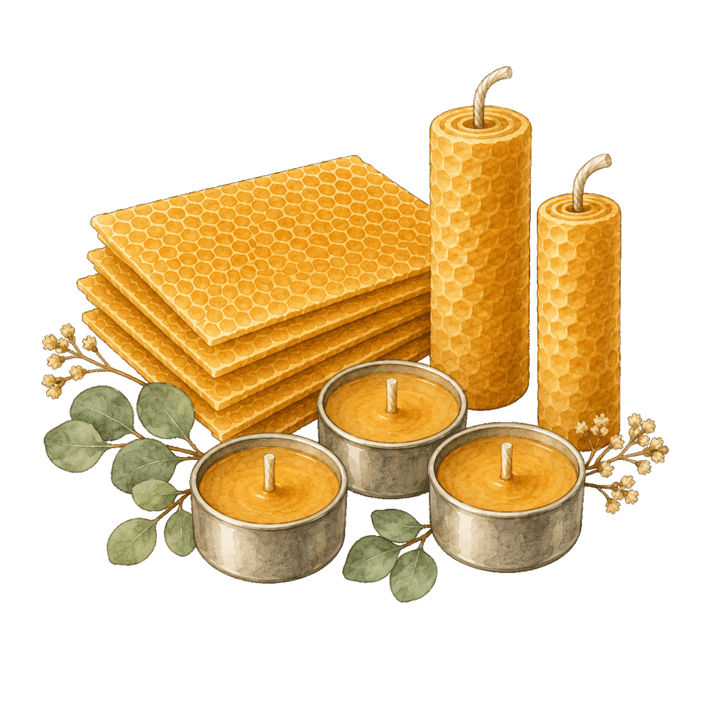 Kerzen und Mittelwände aus Bienenwachs