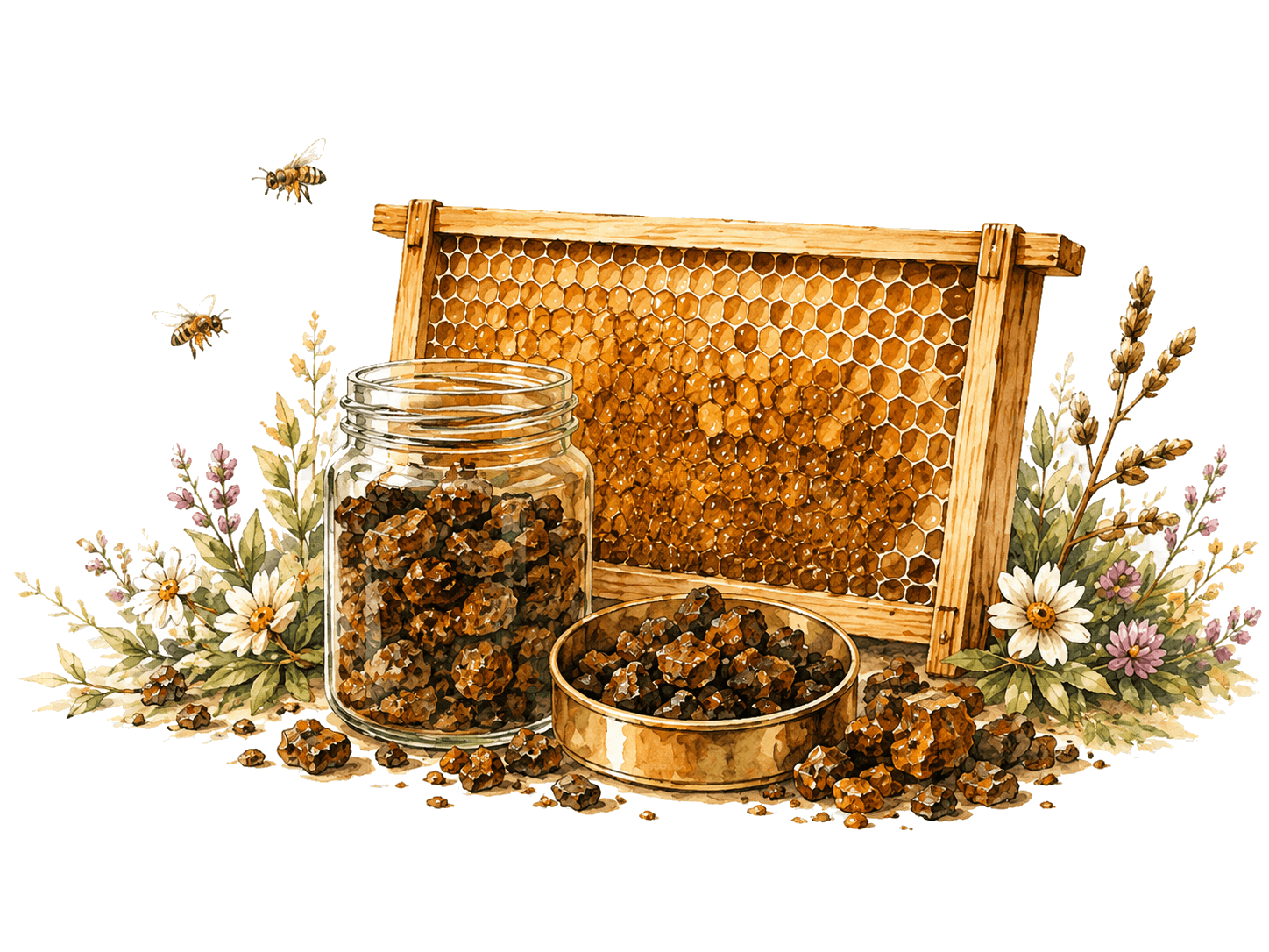 Propolisgitter mit gesammeltem Propolis