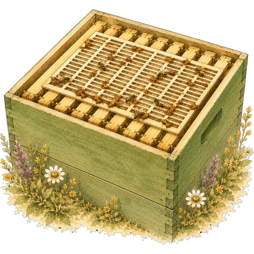 Entnommenes Propolisgitter mit anhaftendem Rohpropolis