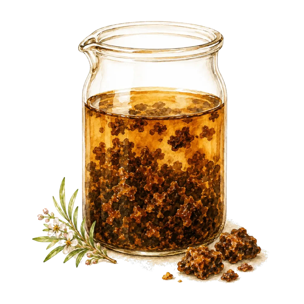 Gesammeltes Rohpropolis in einem Glas