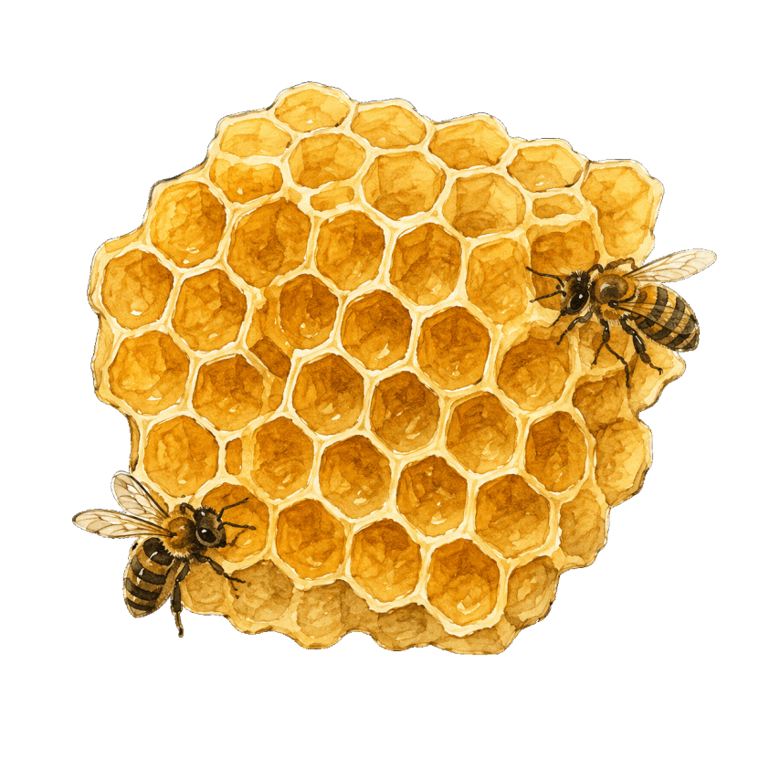 Bienenwachswabe mit Honigbienen